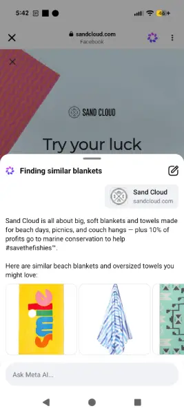 Example of Shop This on Facebook App